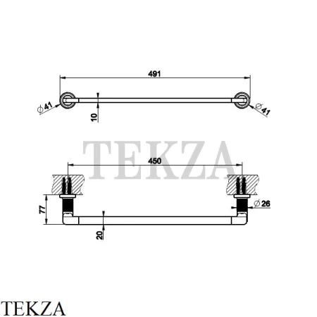 Gessi INCISO accessories Держатель для полотенца 45 см 58500-707, Black Metal brushed