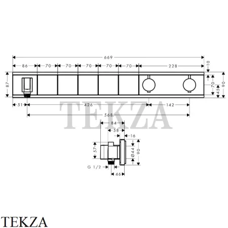 Hansgrohe RainSelect Термостатический модуль, 5 потоков, внешняя часть 15358000, хром глянец