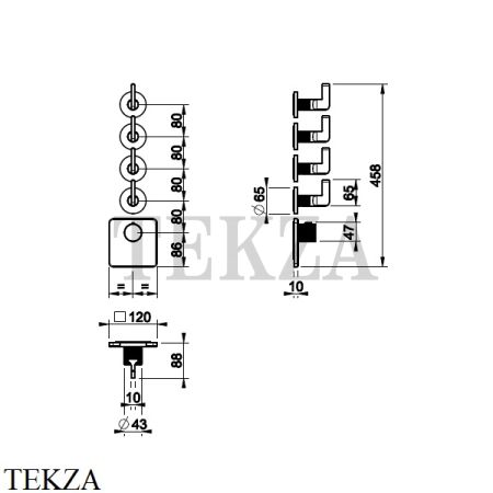 Gessi INCISO WELLNESS Термостат 4 выхода, внешняя часть 58218-031, хром глянец