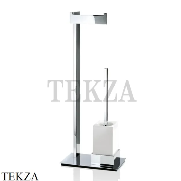 Decor Walther BRICK Напольная стойка с ершиком и бумагодержателем, фарфор 0591300, хром глянец
