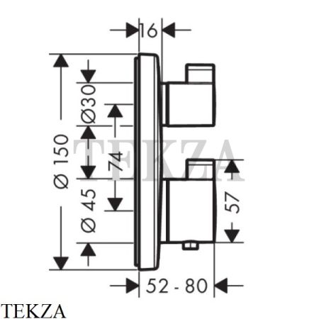 Hansgrohe Ecostat S Термостат, 2 выхода, внешняя часть 15758990, золото глянец