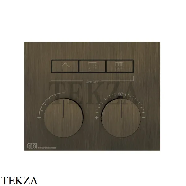 Gessi HI-FI Термостатический смеситель на 3 потока, внешняя часть 63006-713, Antique Brass