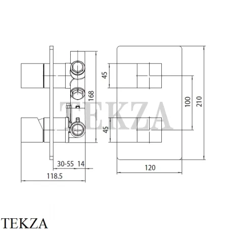 Bossini CUBE Смеситель для душа, на 2,3,4,5 выходов, внешняя часть Z00062.030, хром глянец