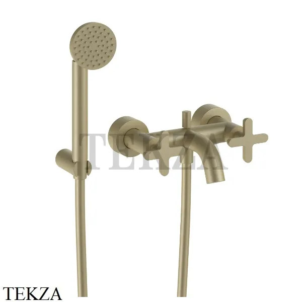 Fantini Icona Classic Смеситель для ванны с гарнитуром 53P6R015, Matt British Gold PVD
