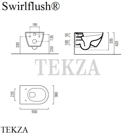 GSI PURA 55/F Унитаз подвесной ”Swirlflush” (безободковый) 881508, сиденье микролифт slim, Creta