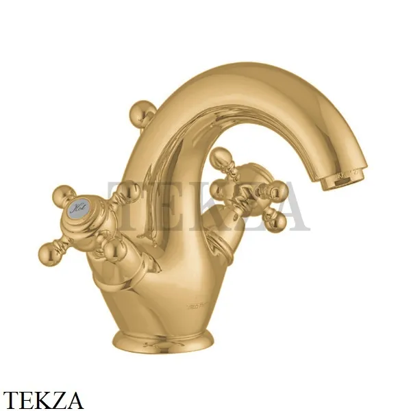 FIMA Carlo Frattini ELIZABETH Смеситель для раковины 1 отв, с донным клапаном F5091/2OS, Brushed gold