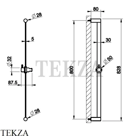 Gessi 316 SHOWER Штанга для душа с держателем 54042-726, Warm Bronze Br.
