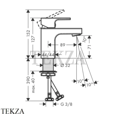 Hansgrohe Vernis Shape Смеситель для раковины, без сливного гарнитура 71567670, черный матовый