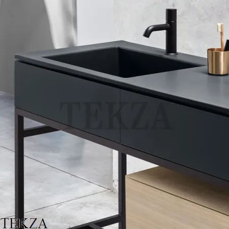 CIELO MILANO Консоль с керамической раковиной и ящиком, Polvere-черный