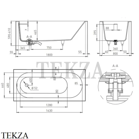 SALINI ORNELLA Oval KIT Ванна встраиваемая овальная из композита S-Sense 102412G, белый глянцевый