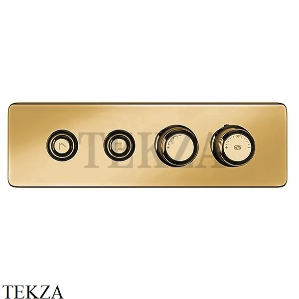 Gessi VENTI20 Термостатический смеситель на 2 потока с кнопками, внешняя часть 65222-727, Brushed Brass