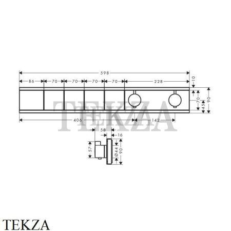 Hansgrohe RainSelect Термостатический модуль, 4 потока, внешняя часть 15382140, бронза матовая brushed
