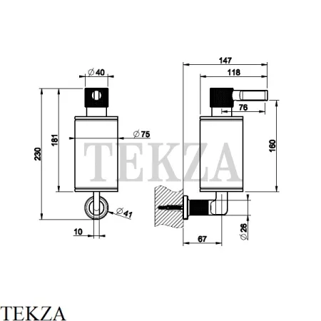Gessi INCISO accessories Дозатор для жидкого мыла или лосьона, белый 58513-707, Black Metal Brushed