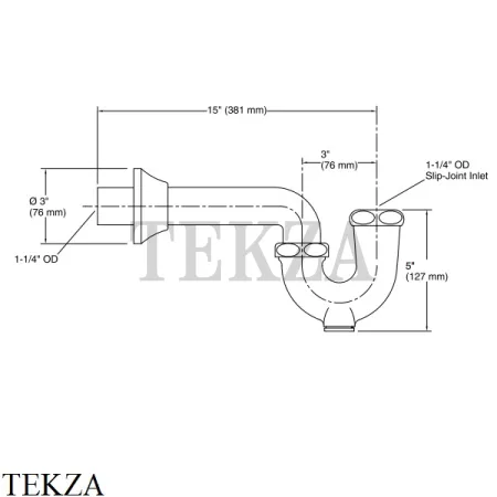 Kohler Сифон трубчатый для раковины и биде K-9018-CP, хром глянец