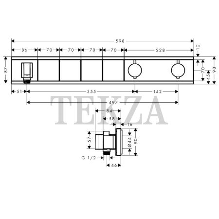 Hansgrohe RainSelect Термостатический модуль, 4 потока, белый/хром, внешняя часть