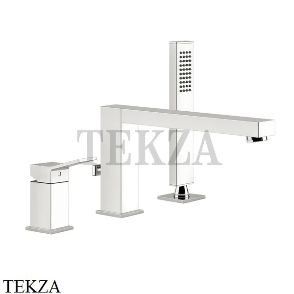 Gessi RETTANGOLO K Смеситель для ванны на 3 отверстия 53037-149, Finox Brushed Nickel