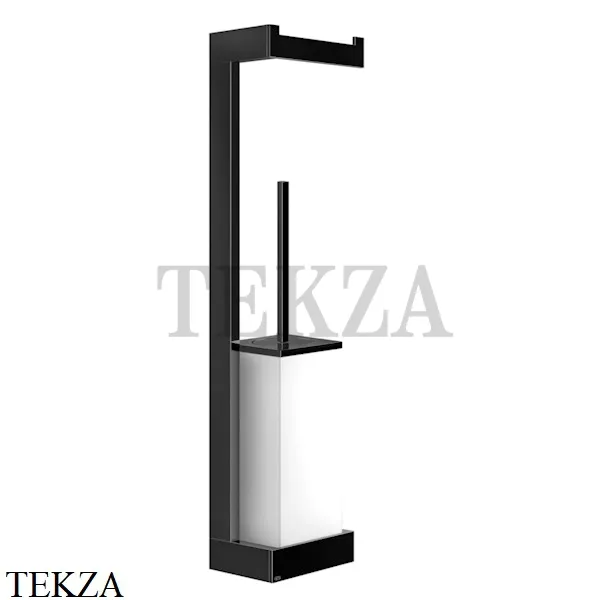 Gessi Rettangolo Стойка настенная с бумагодержателем и ершиком, белый 20867-706, Black Metal PVD
