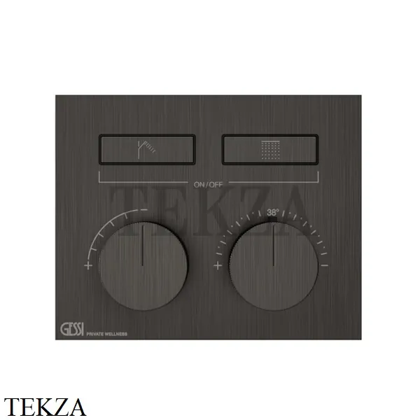 Gessi HI-FI Термостатический смеситель на 2 потока, внешняя часть 63004-707, Black Metal Brushed PVD