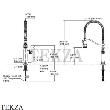 Kohler Tournant Смеситель для кухни полупрофессиональный K-77515-CP, хром глянец