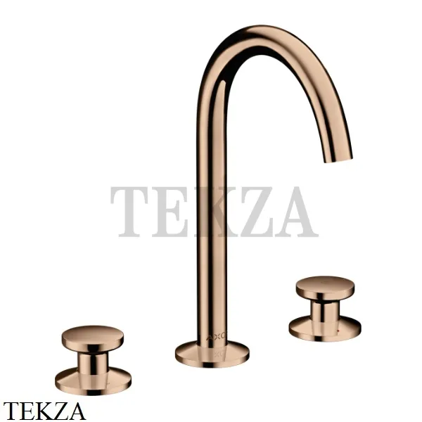 Axor ONE Смеситель для раковины 3 отв. Select 170, гарнитур Push‑Open 48070300, Polished Red Gold