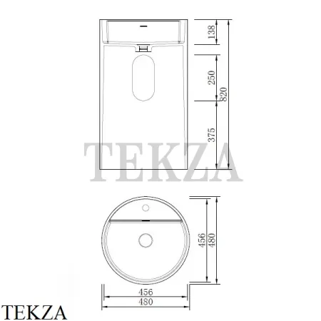 NT Bathroom NT607 Раковина напольная слив в стену, из литого камня Solid Surface, белый матовый
