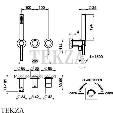 Gessi 316 SHOWER Смеситель для душа, внешняя часть 54039-239, Steel Brushed
