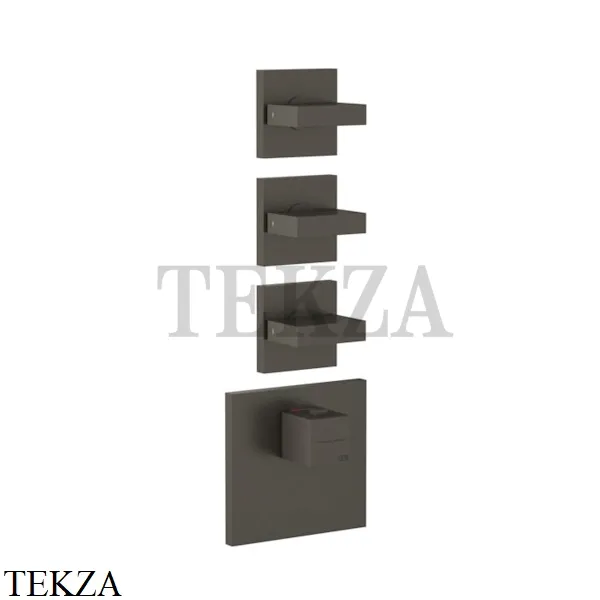 Gessi Rettangolo WELLNESS Термостат 3 выхода, внешняя часть 43216-707, Black Metal Brushed