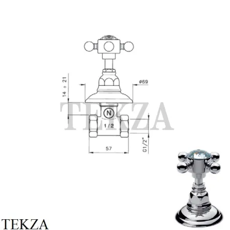 Nicolazzi HALF DOME CRYSTAL Вентиль запорный 1412CR93, хром глянец
