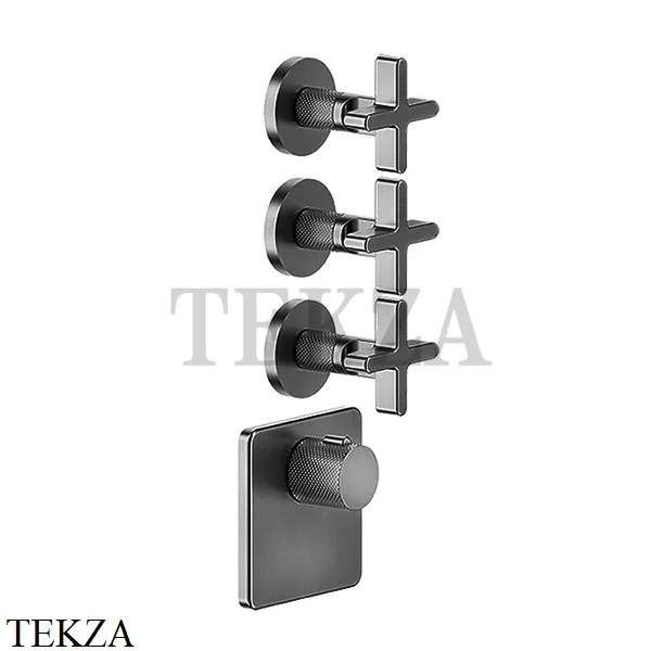 Gessi INCISO WELLNESS Термостат 3 выхода, внешняя часть 58346-707, Black Metal Brushed