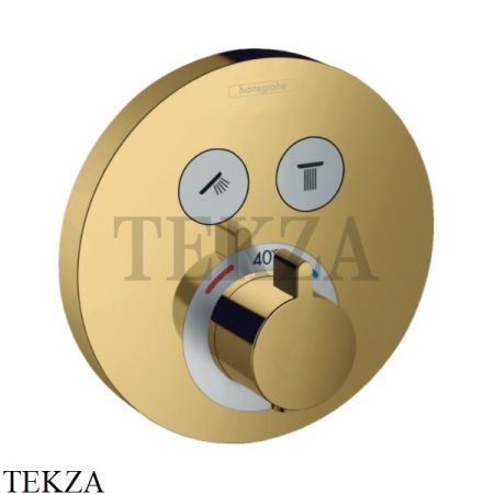 Hansgrohe ShowerSelect S Термостат для душа, 2 выхода, внешняя часть 15743990, золото