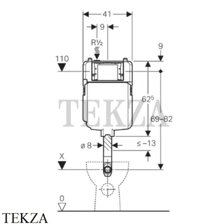 Geberit Sigma 8 UP720 Смывной бачок скрытого монтажа для напольного унитаза 109.791.00.1