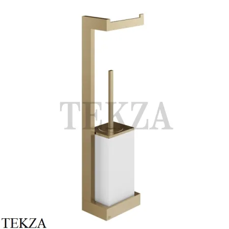 Gessi Rettangolo Стойка настенная с бумагодержателем и ершиком, белый 20867-726, Warm Bronze Br.