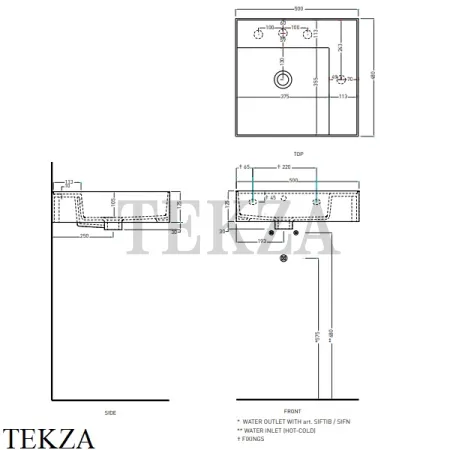 Cielo ENJOY Раковина подвесная прямоугольная, с переливом EJLA50 Bia, белый глянец