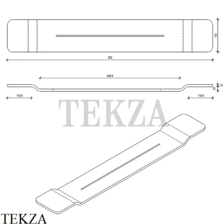 Decor Walther Stone Black WAN Полка на край ванны 0973160, черный матовый