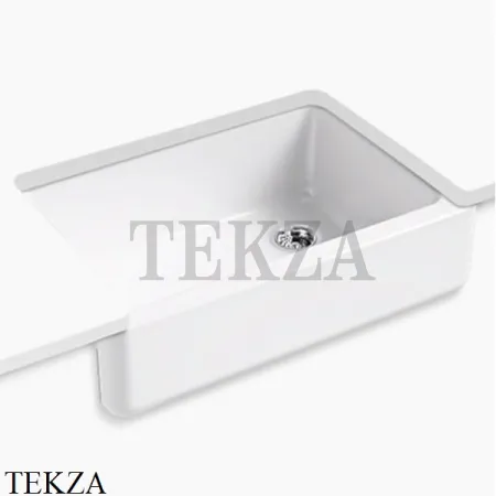 Kohler Whitehaven Мойка для кухни встраиваемая снизу с широким фартуком, чугун K-5827-0, белый глянец
