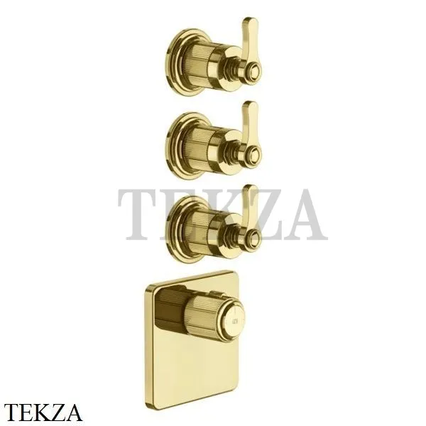 Gessi VENTI20 Термостат для душа, 3 потока, внешняя часть 65206-246, Gold PVD