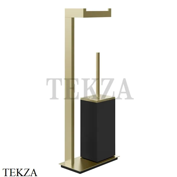 Gessi Rettangolo Стойка напольная с бумагодержателем и ершиком, черный 20934-727, Brushed Brass