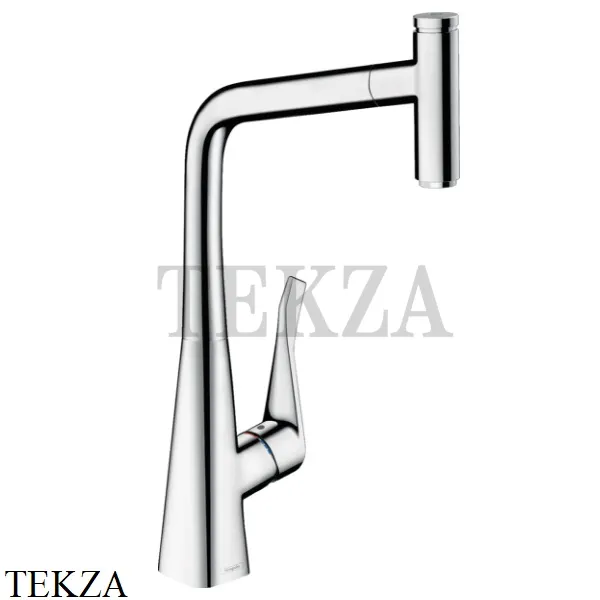Hansgrohe Metris Select Смеситель для кухни с выдвижной лейкой 14884000, хром глянец