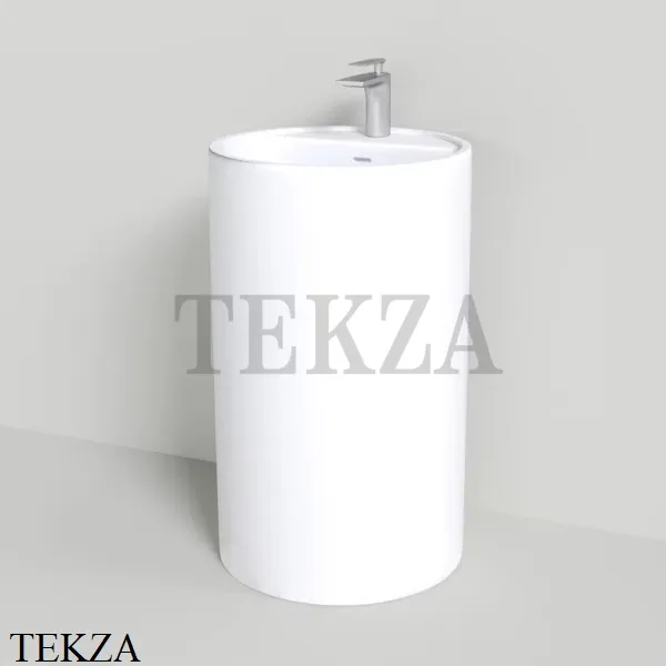 NT Bathroom NT607 Раковина напольная слив в стену, из литого камня Solid Surface, белый матовый