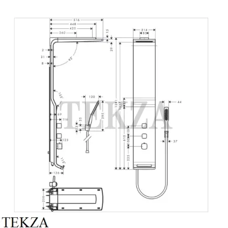 Hansgrohe Raindance Lift Душевая панель 180 2jet 27008000, матовый хром/хром