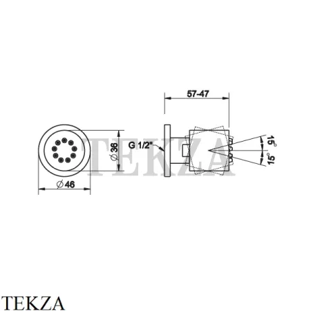 Gessi INCISO SHOWER Боковая форсунка поворотная 13375-031, хром глянец