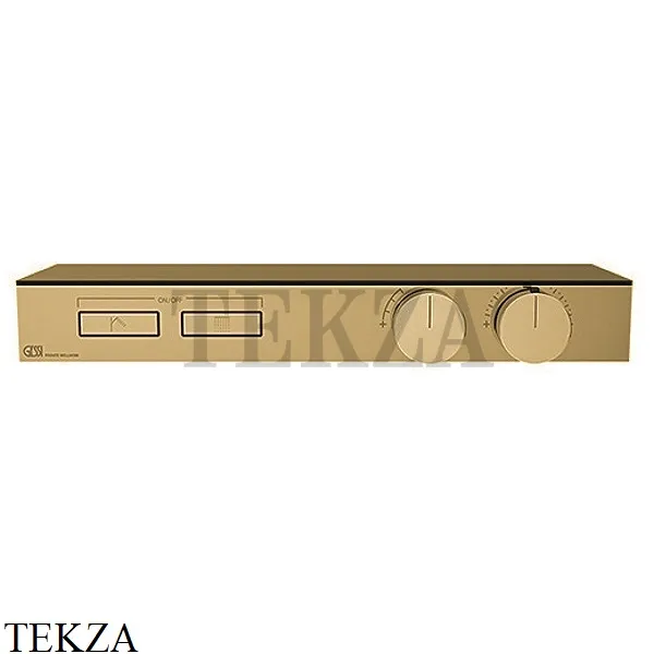Gessi HI-FI Термостатический смеситель с полочкой, на 2 потока, внешняя часть 63022-727, Brushed Brass PVD