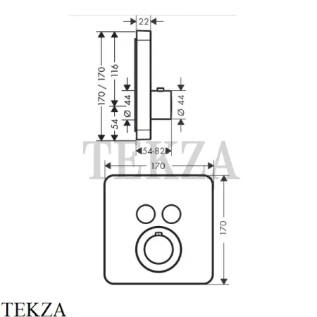 Axor Citterio E Термостат для душа, 2 потребителя, внешняя часть 36707000, хром глянец