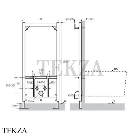 Aqueduto TECNICA Система инсталляции для подвесного биде TEC02