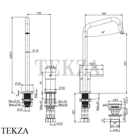 FIMA Carlo Frattini Spillo UP Смеситель для раковины на 2 отверстия, с гарнитуром F3271NDSN, Brushed nickel