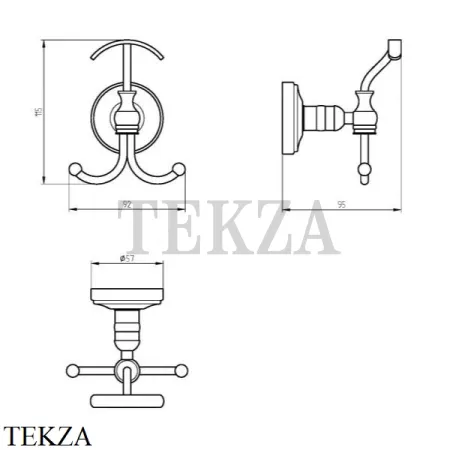 Migliore Mirella Крючок тройной для халата и полотенец 17364, медь