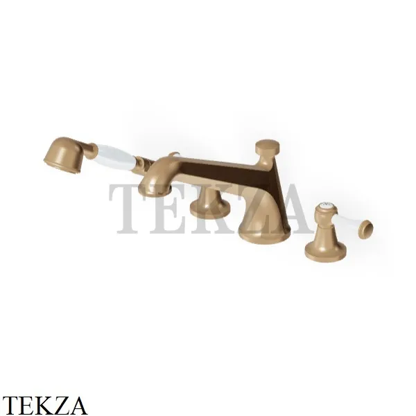 Zucchetti Agora Classic Смеситель на борт ванны с гарнитуром ZAM486.P31, brushed british gold PVD