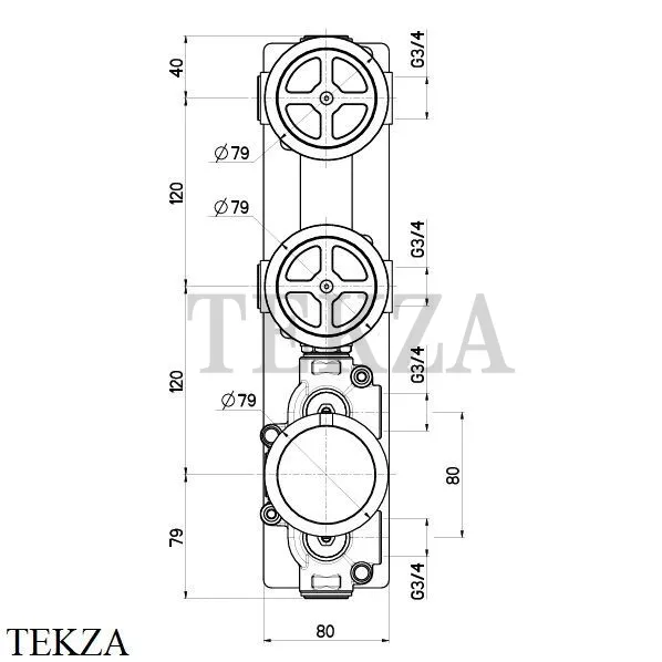QuadroDesign Встраиваемая часть термостата  из стены на 2 потребителя IN0049