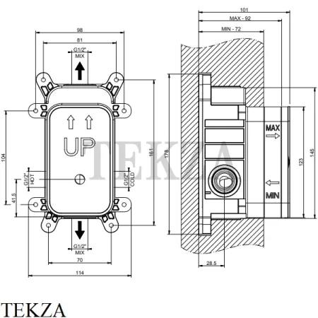Gessi Скрытая часть для механического смесителя на 2 выхода 44673-031