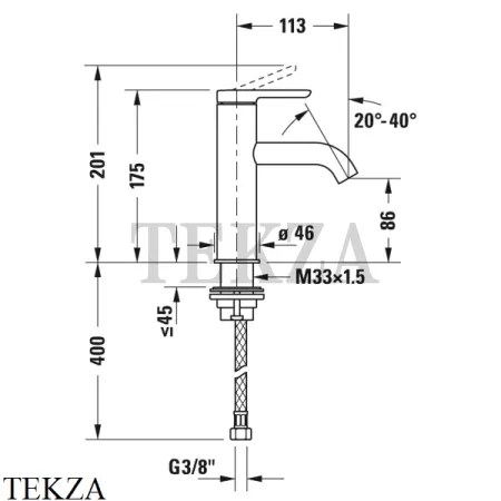 Duravit C.1 Смеситель для раковины, без сливного гарнитура C11020002010, хром глянец